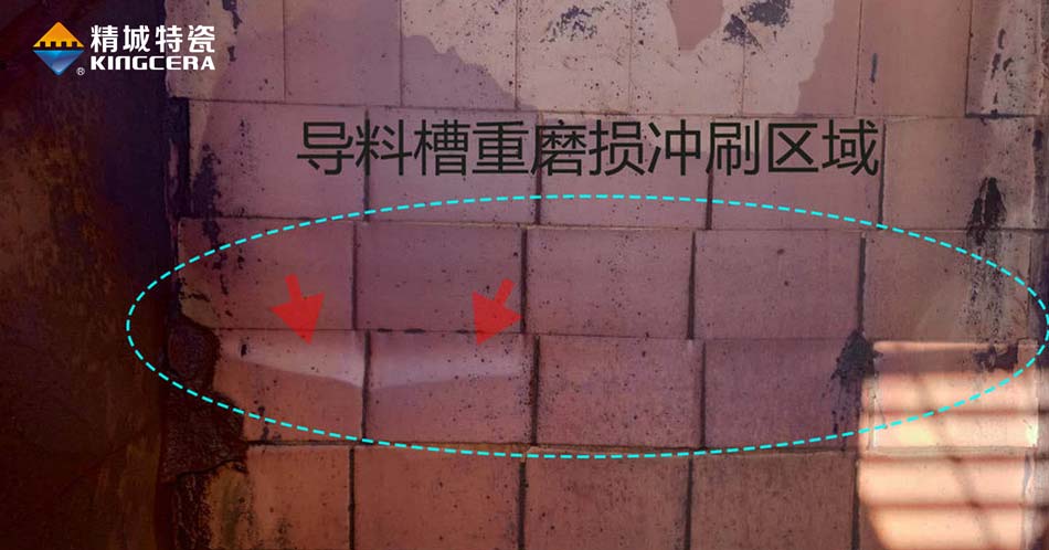 导料槽沉磨损冲刷区域